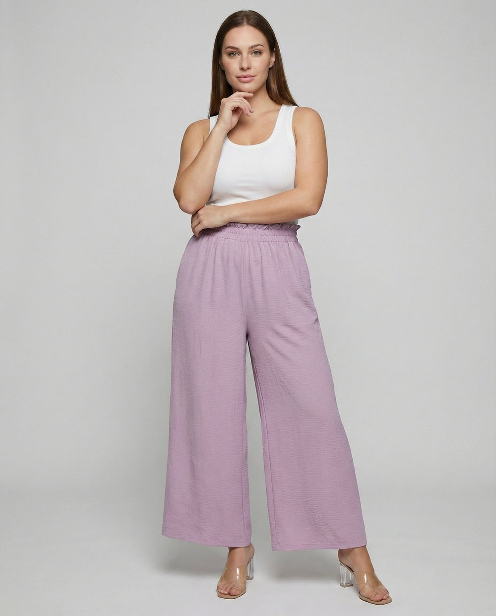 Damen Culotte-Hosen mit weitem Bein und elastischem Bund R&B