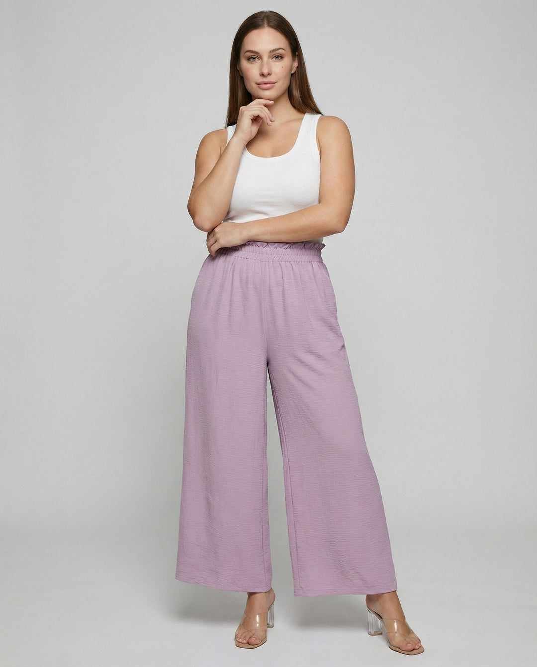 Damen Culotte-Hosen mit weitem Bein und elastischem Bund R&B