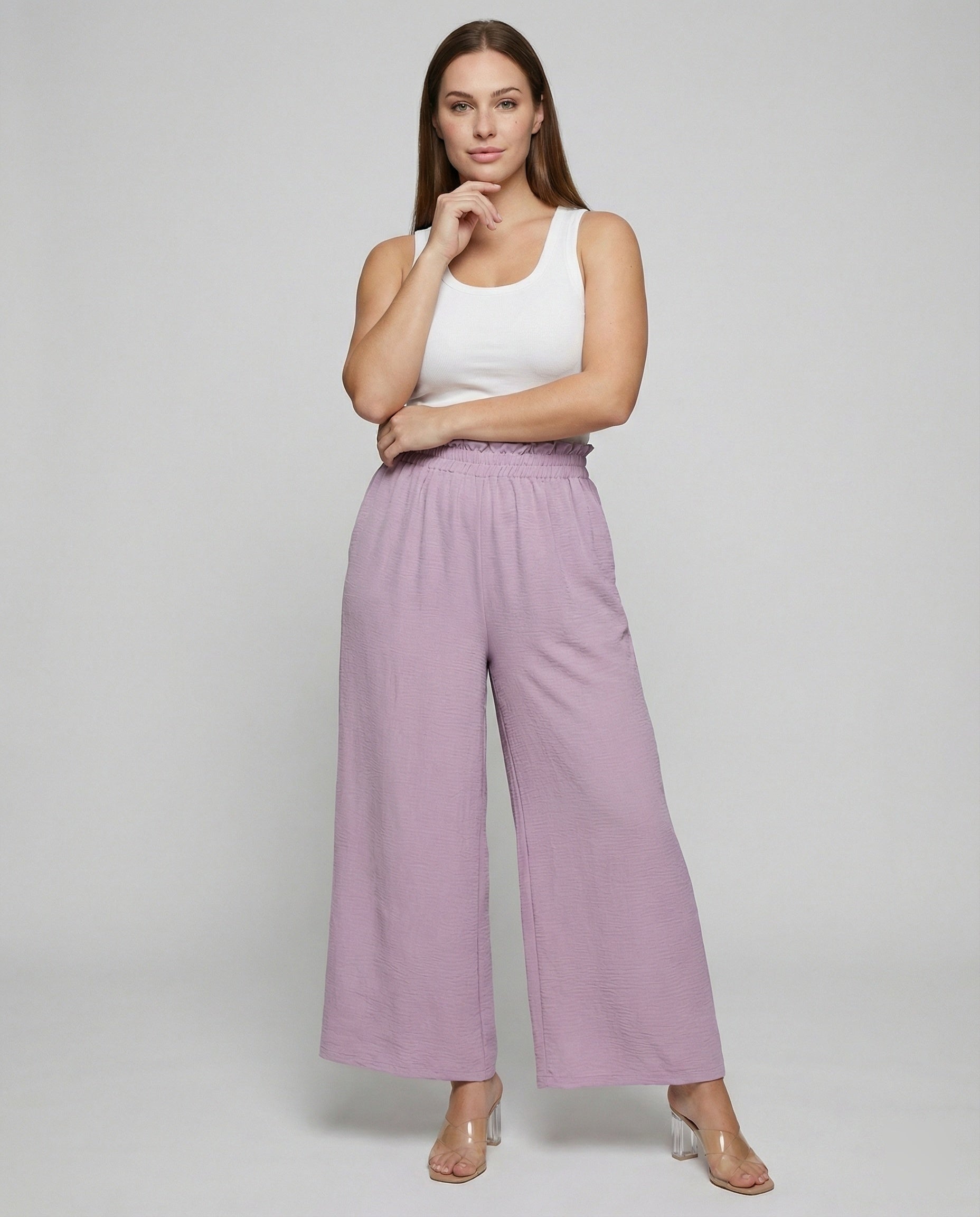 Damen Culotte-Hosen mit weitem Bein und elastischem Bund R&B