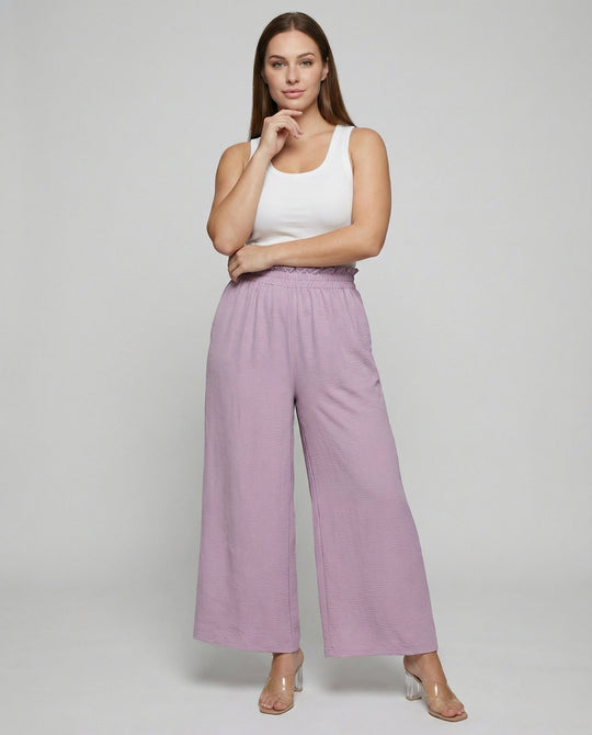 Damen Culotte-Hosen mit weitem Bein und elastischem Bund R&B