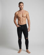 Herren Skinny Jeans mit Rissen & Saumreißverschluss