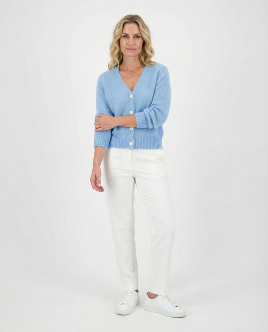 Strickjacke Damen flauschig mit Puffärmeln