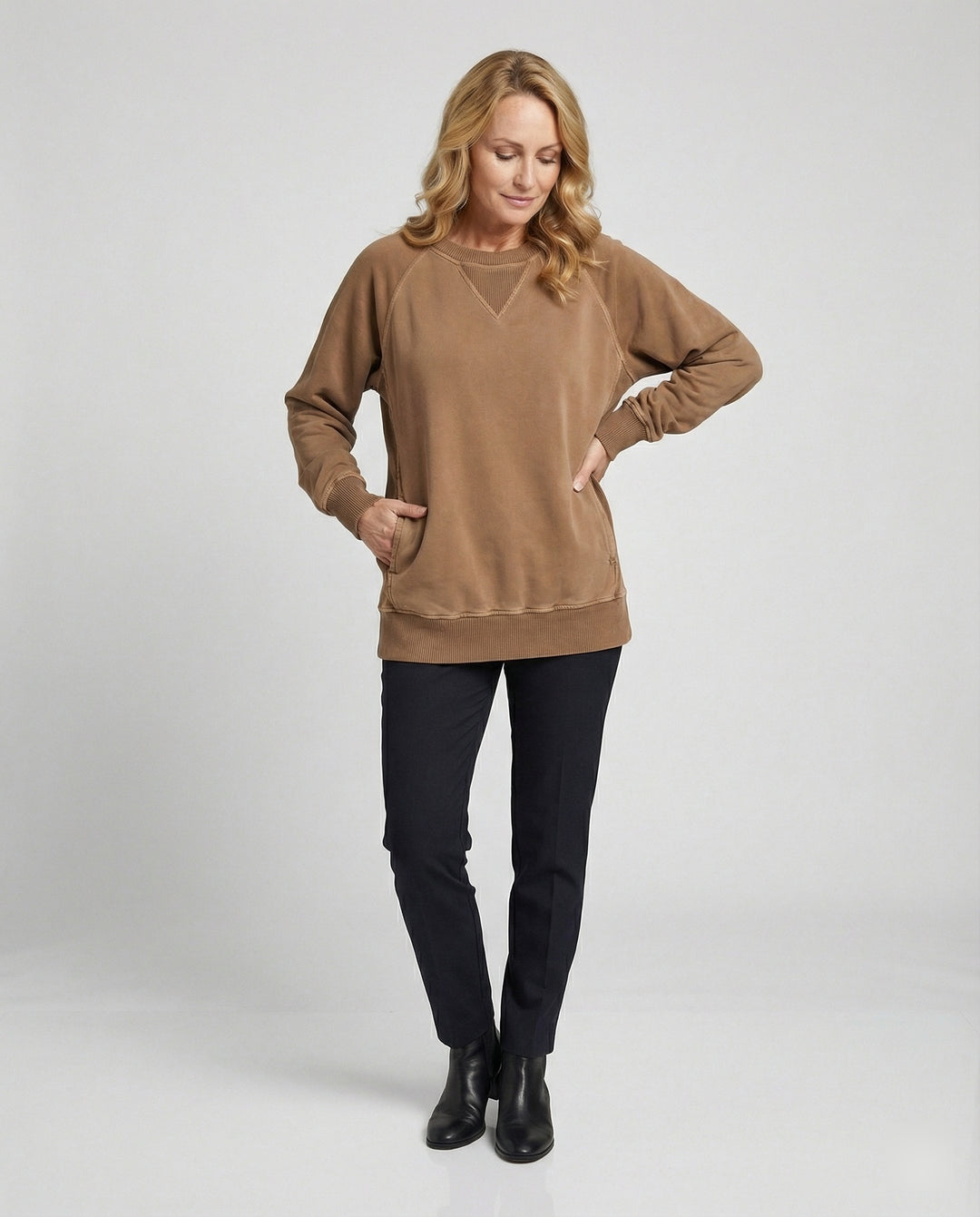 Freizeit Sweatshirt mit V-Ausschnitt