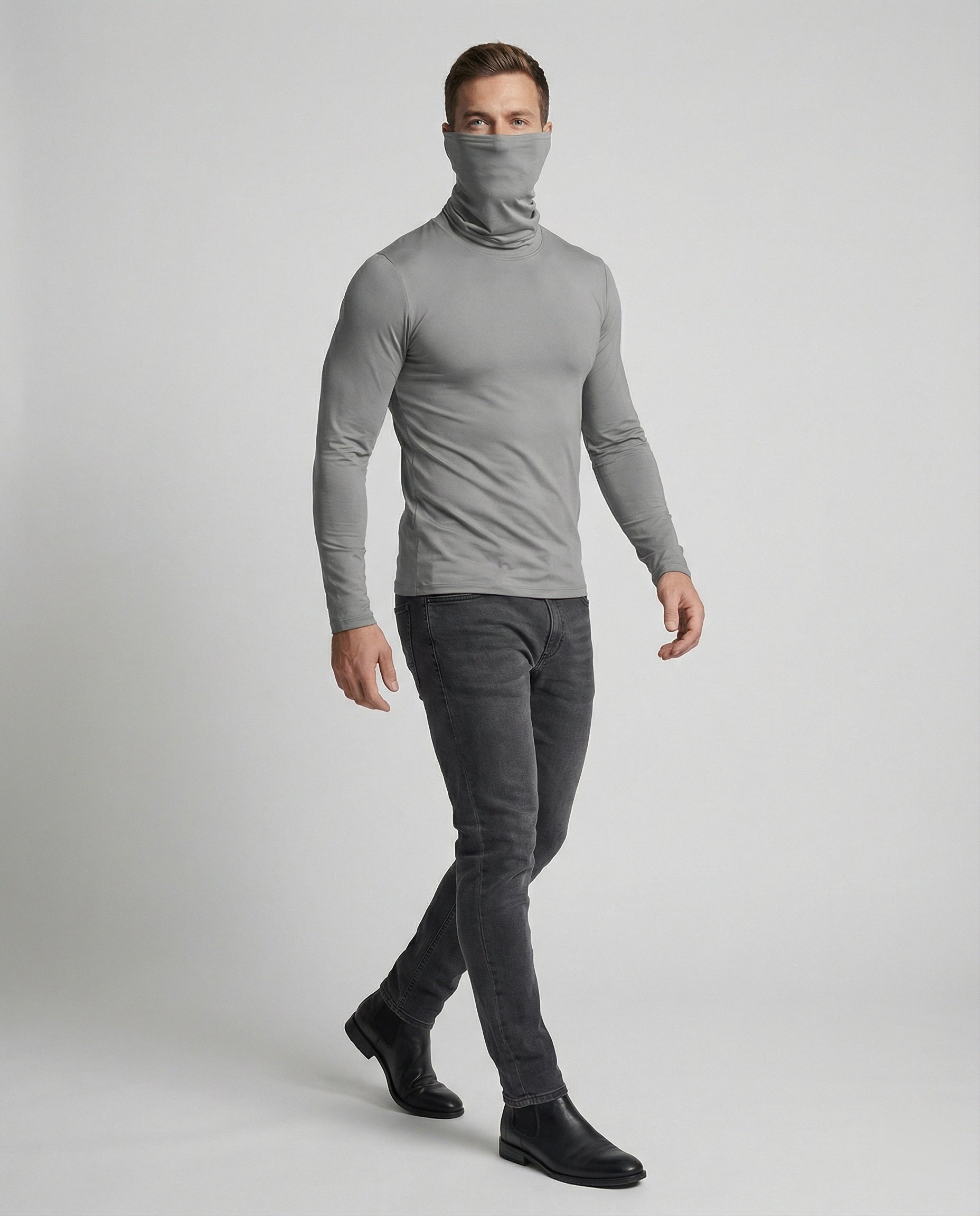 Herren Funktionsshirt mit hohem Kragen und innovativem Feuchtigkeitsmanagement R&B