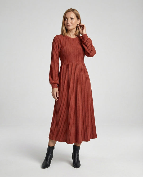 Damen Maxikleid Strick mit Gürtel