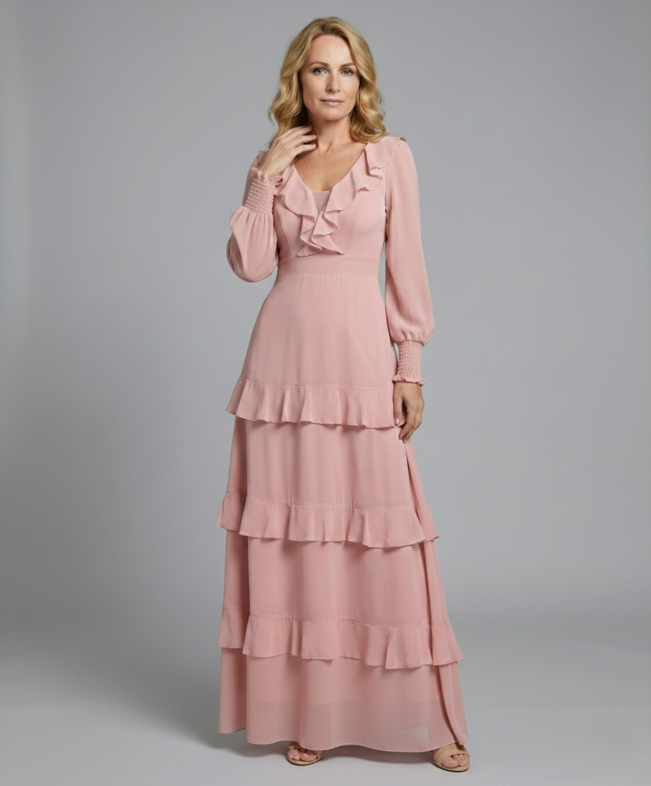 Maxikleid Sommer Damen Ballonärmel