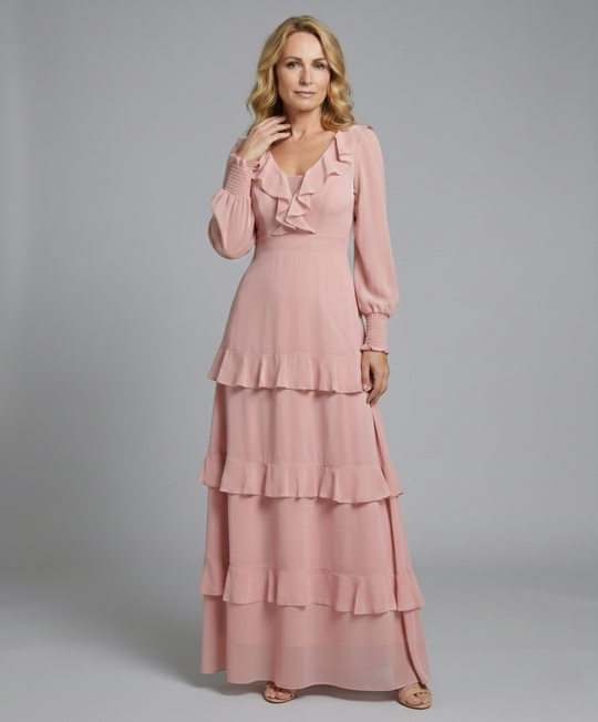 Maxikleid Sommer Damen Ballonärmel