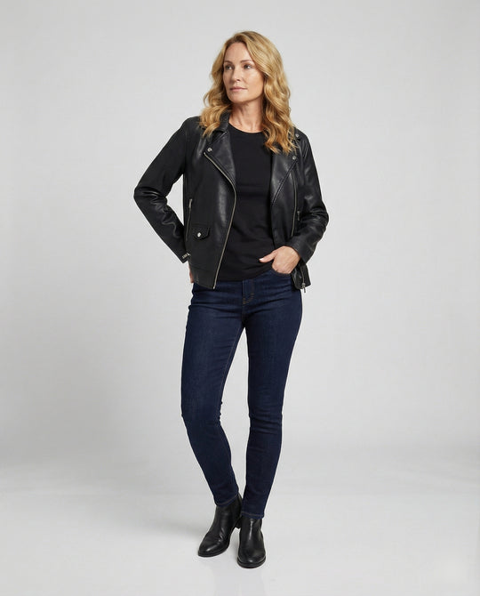 Damen Lederjacke Schwarz Perfecto