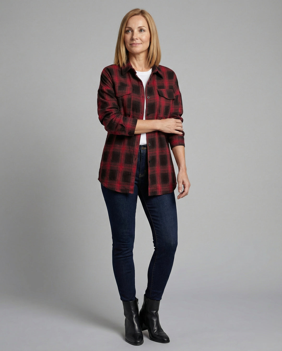 Damen Hemdjacke Flanell Karo