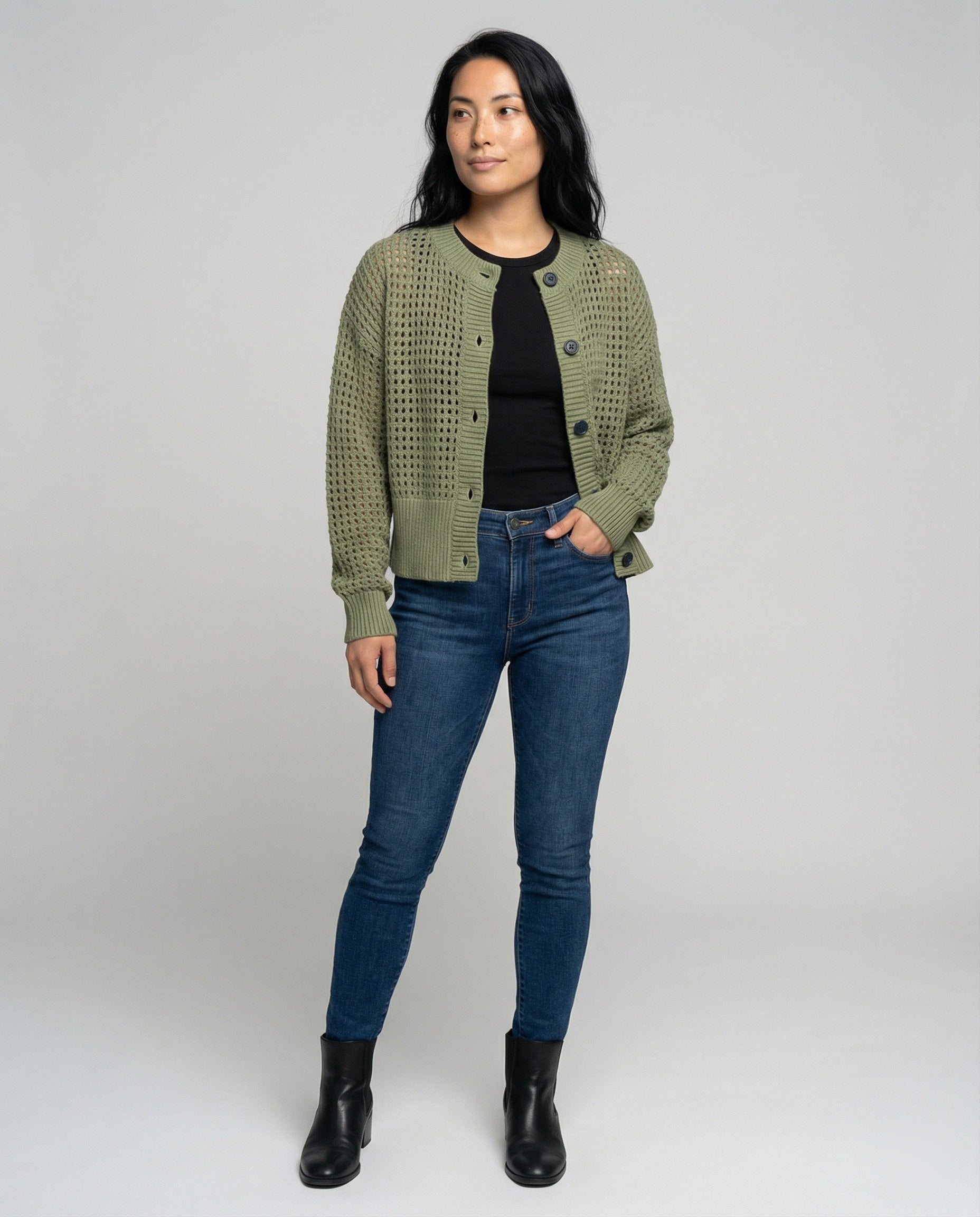 Damen luftiger Strickcardigan