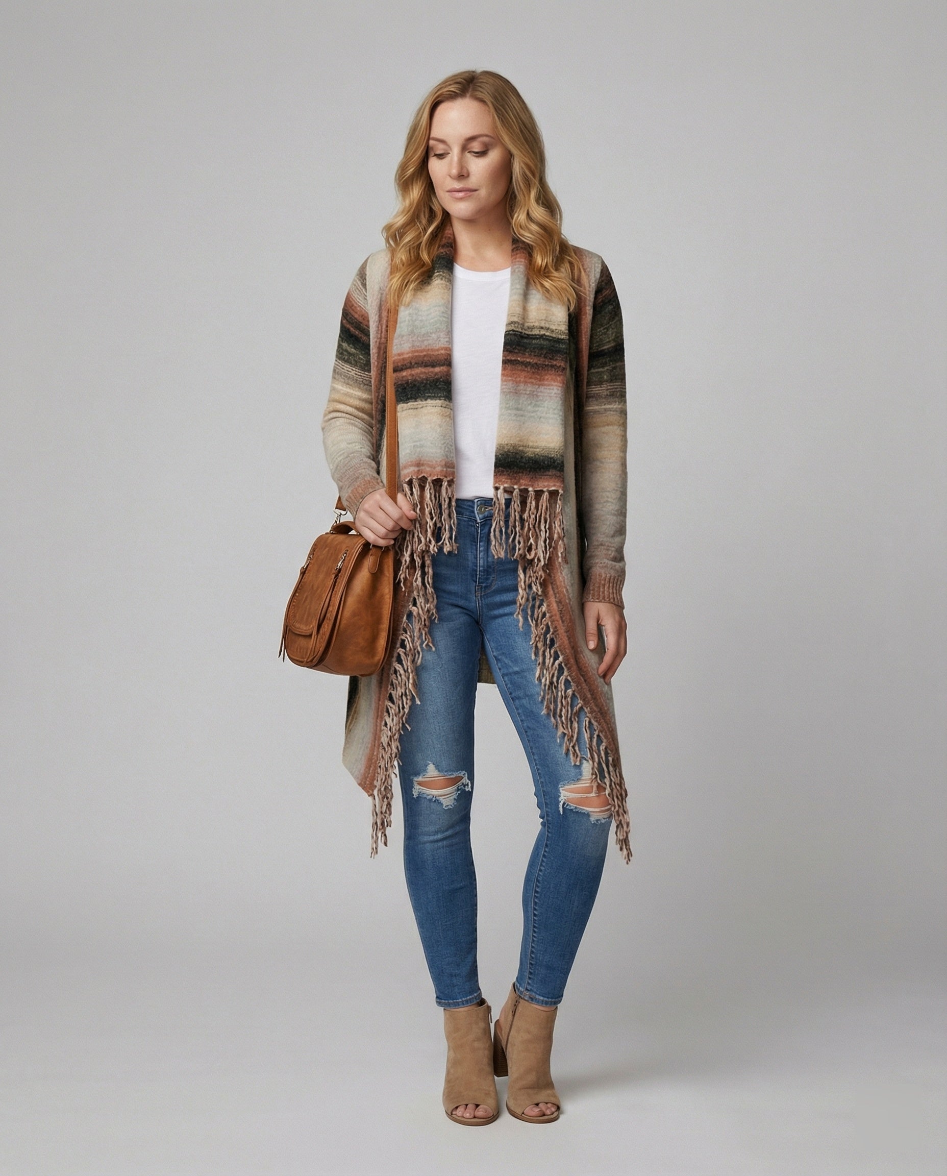R&B | Schick Gestreifte Poncho Weste