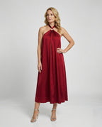 Damen Satin Midikleid mit Rückenausschnitt