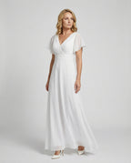 Damen Maxikleid Chiffon elegant plissiert
