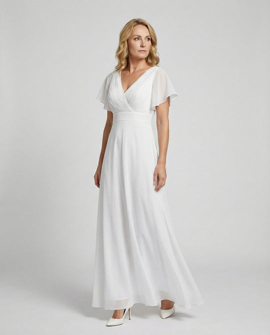 Damen Maxikleid Chiffon elegant plissiert