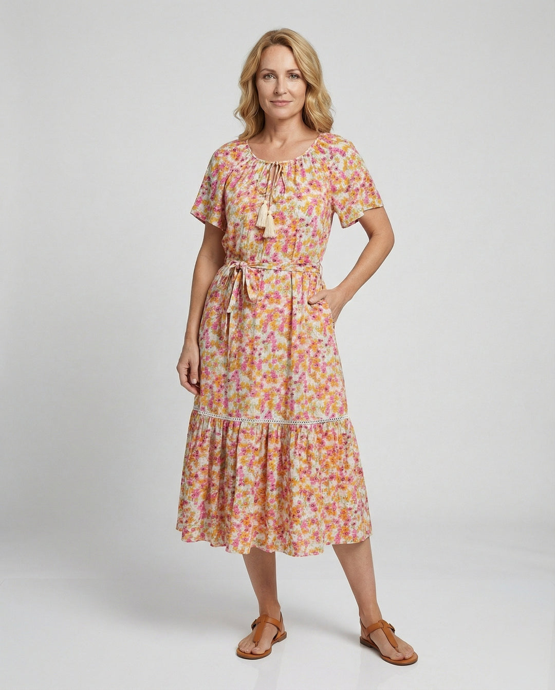 Damen Midi-Kleid mit floralem Design