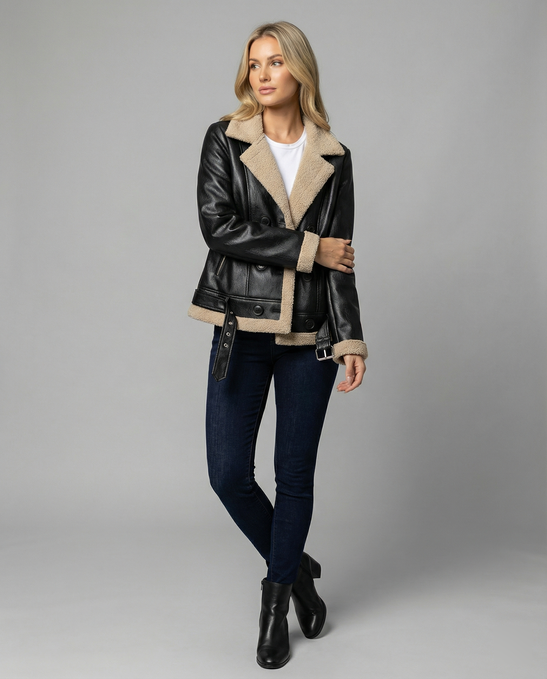 Steppjacke Damen mit warmem Kragen im Retro-Stil