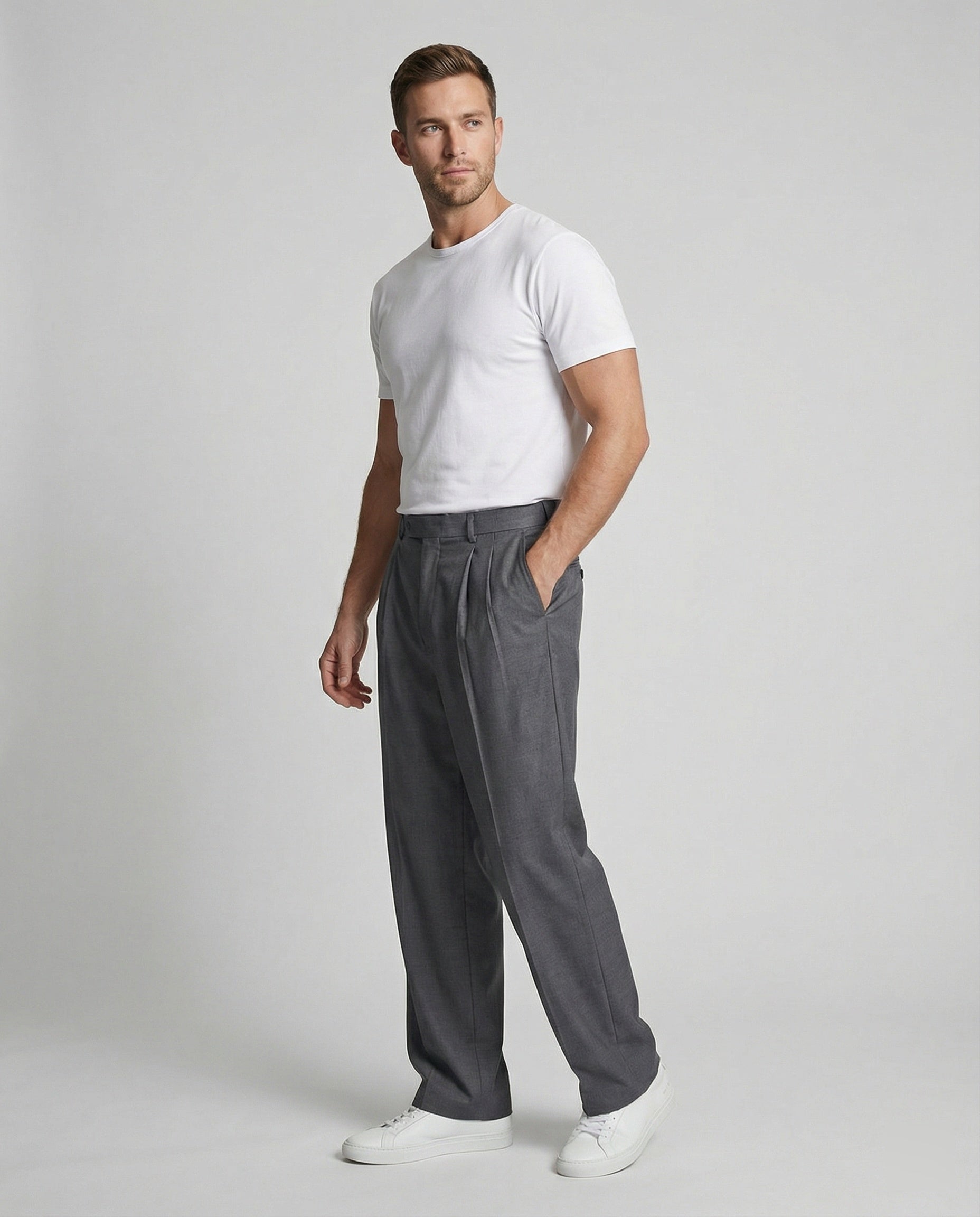 Freizeitkleidung Herren Bundfaltenhose Weit