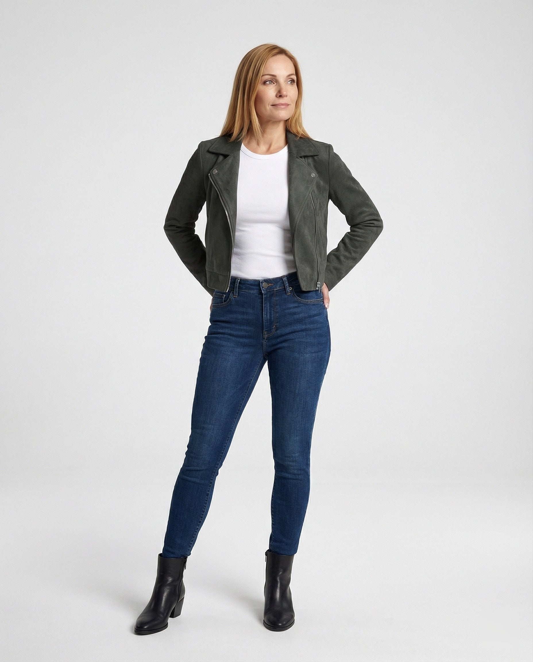 Braune Lederjacke Damen Wildlederoptik