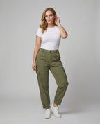 Damen Cargo Stoffhose lässig mit elastischem Bund und Taschen