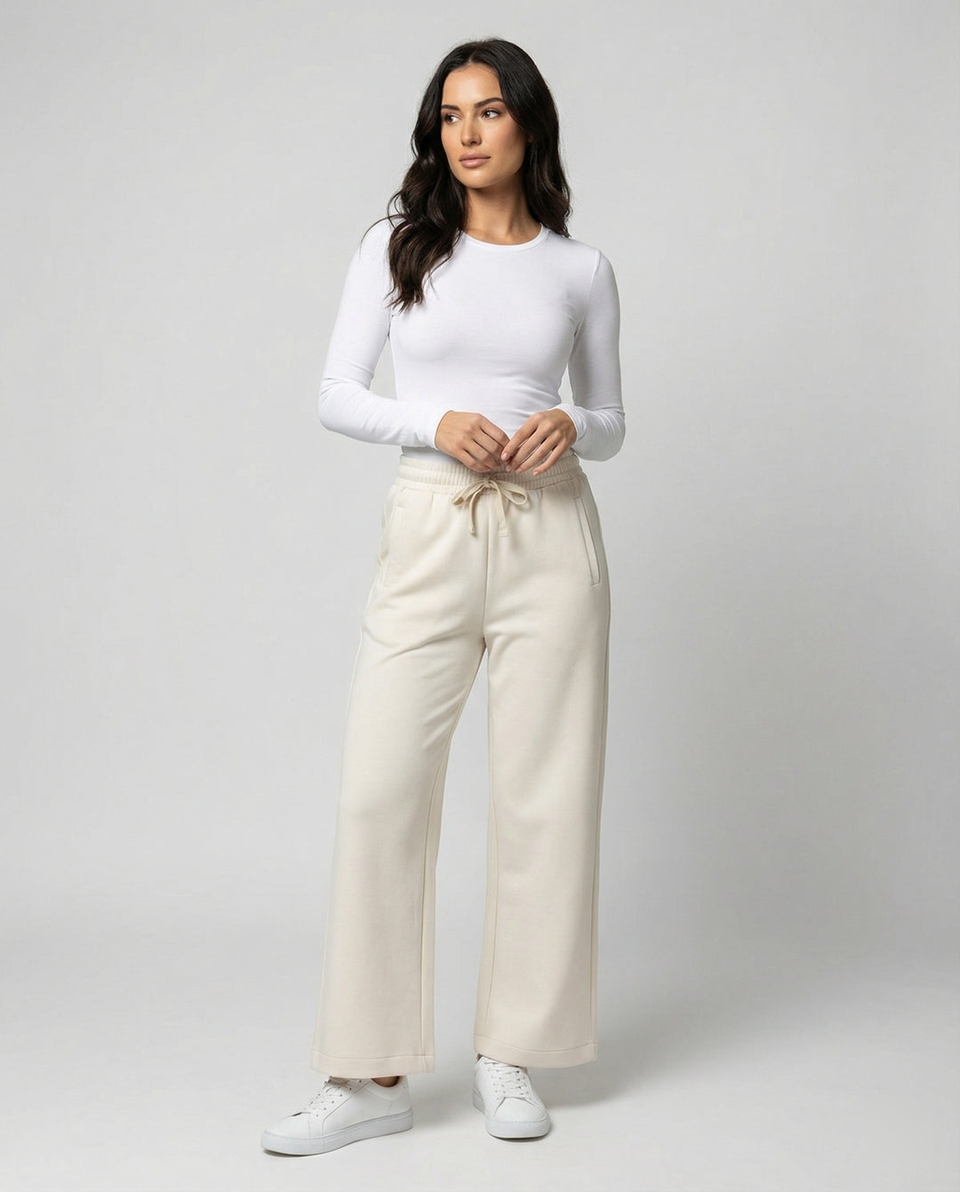 Damen Weite Stoffhose bequem mit elastischem Bund