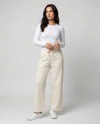 Damen Weite Stoffhose bequem mit elastischem Bund