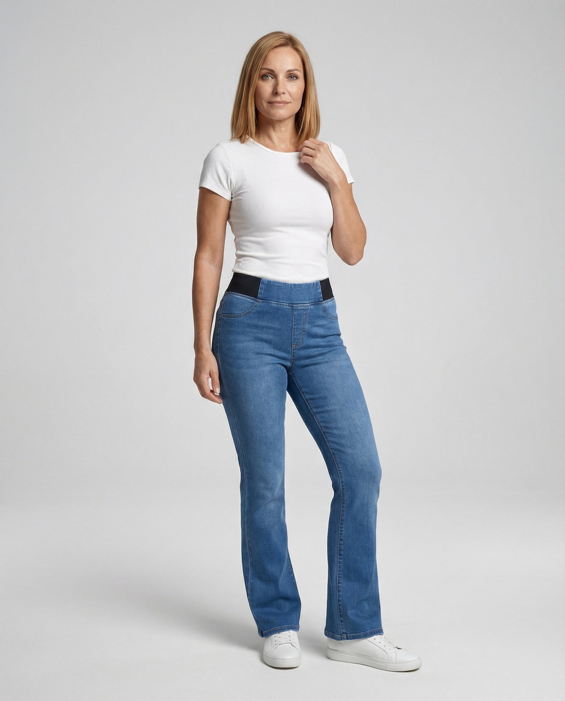 Damen Schlagjeans High Waist mit Komfortbund
