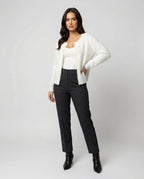 Strickjacke Damen flauschig mit Perlenverzierung