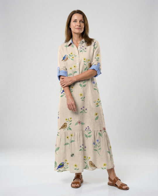 Damen Hemdblusenkleid mit Volant