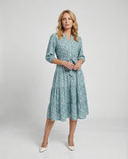 Damen Midikleid Sommer mit Volant