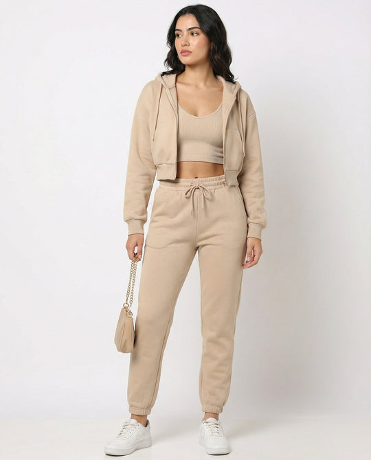 Jogginganzug Damen Lounge-Set mit Cropped Hoodie
