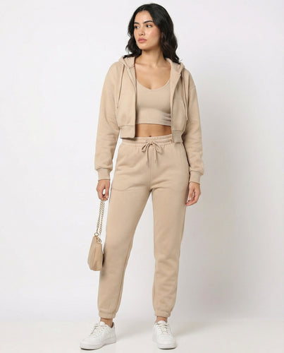 Jogginganzug Damen Lounge-Set mit Cropped Hoodie