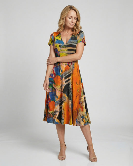 Freizeitkleid Damen Midikleid Tellerrock