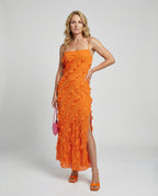 Damen Maxikleid mit Volants