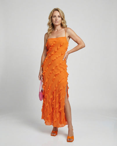 Damen Maxikleid mit Volants