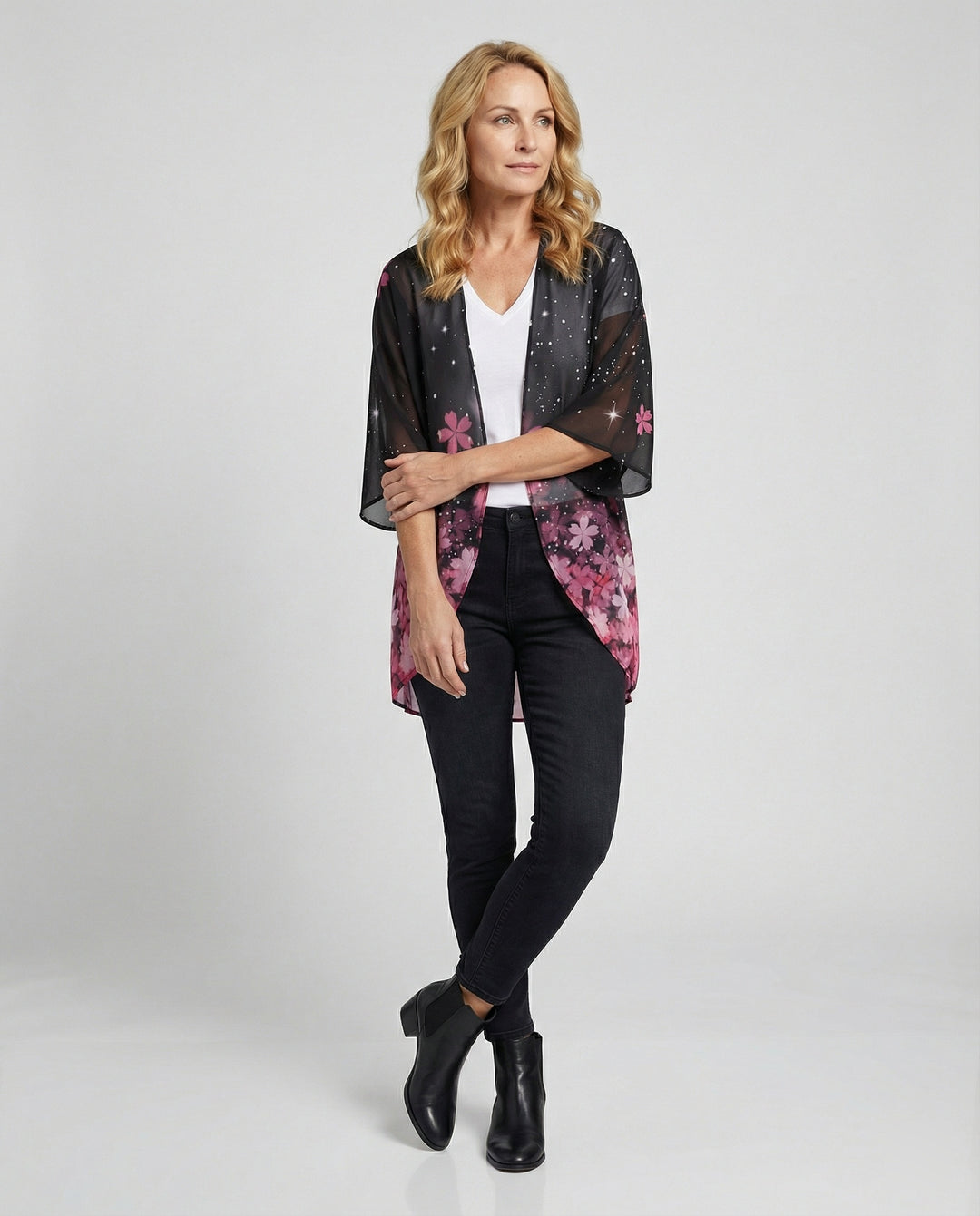 Offener Kimono Damen Floral
