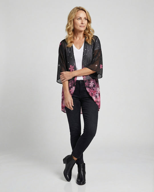Offener Kimono Damen Floral