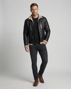 Herren Kunstlederjacke mit warmem Innenfutter