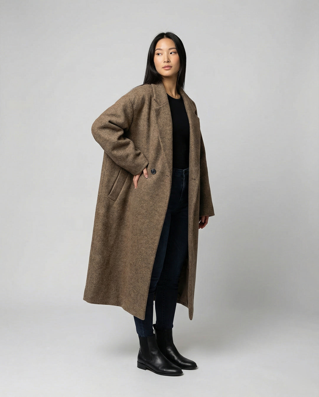 Damen Oversized Wollmantel R&B