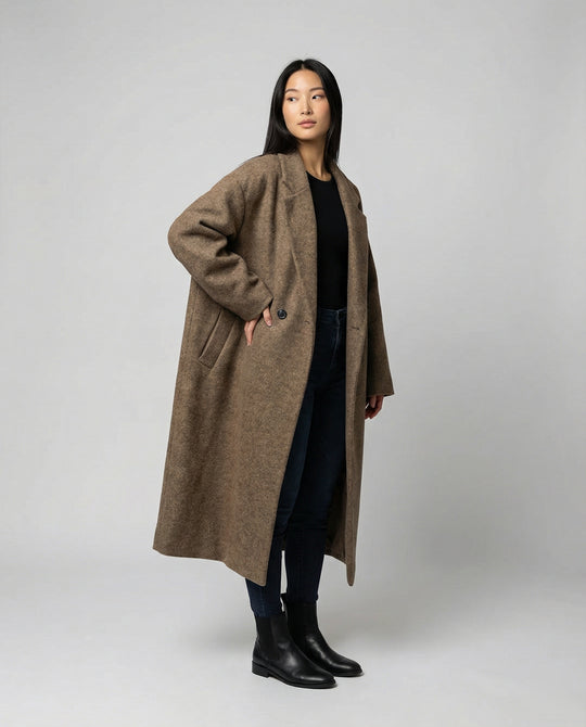 Damen Oversized Wollmantel R&B