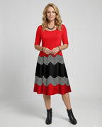 Damen Midikleid A-Linie Freizeitkleid