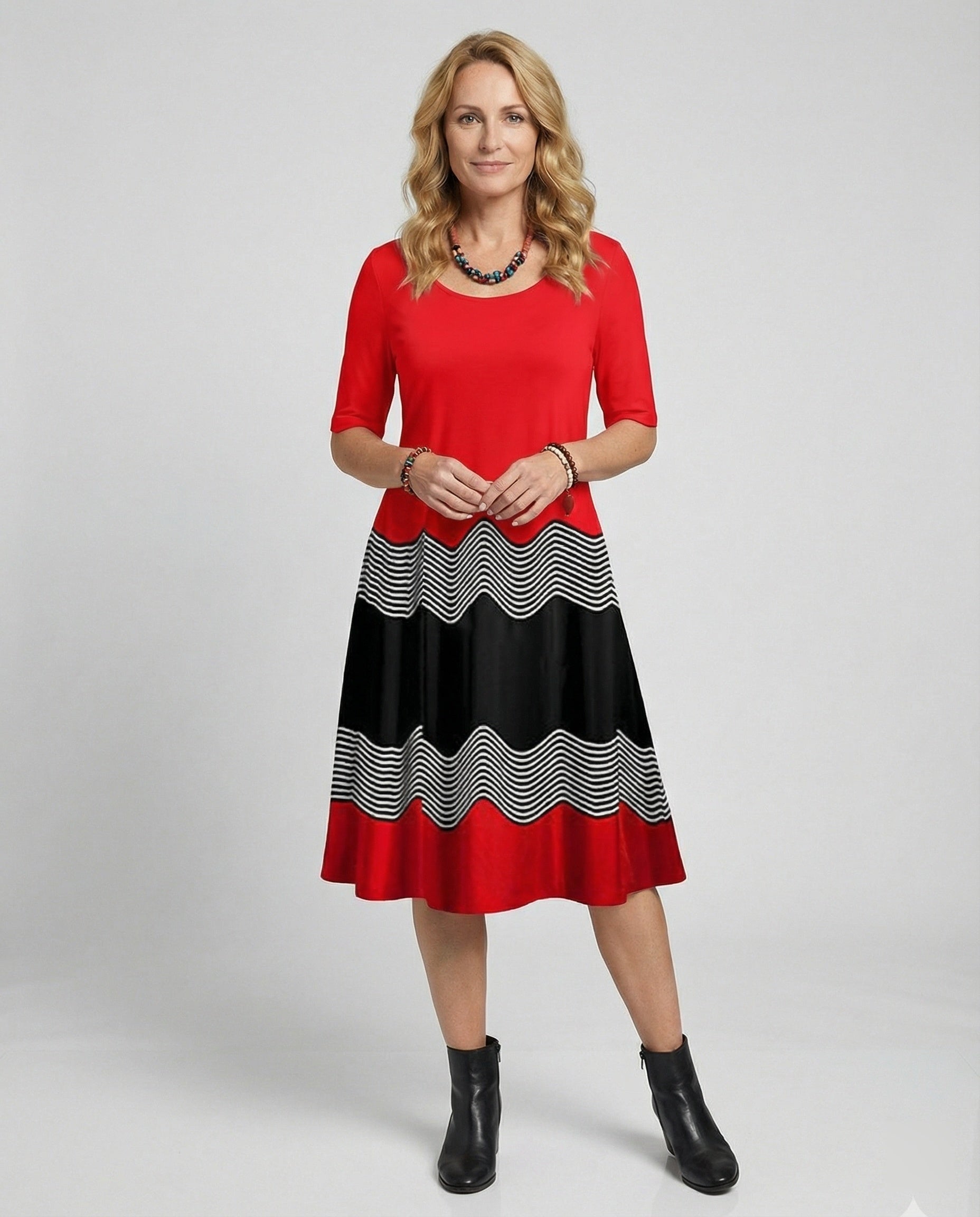 Damen Midikleid A-Linie Freizeitkleid
