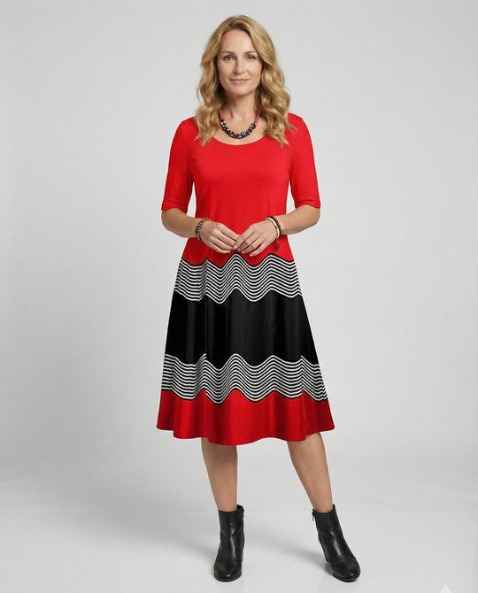 Damen Midikleid A-Linie Freizeitkleid