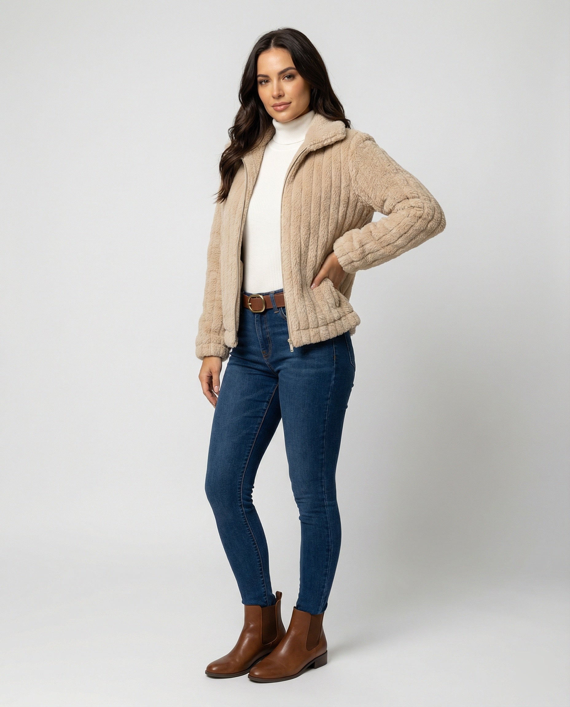 R&B | Stilvolle Teddy Damenjacke mit Kragen