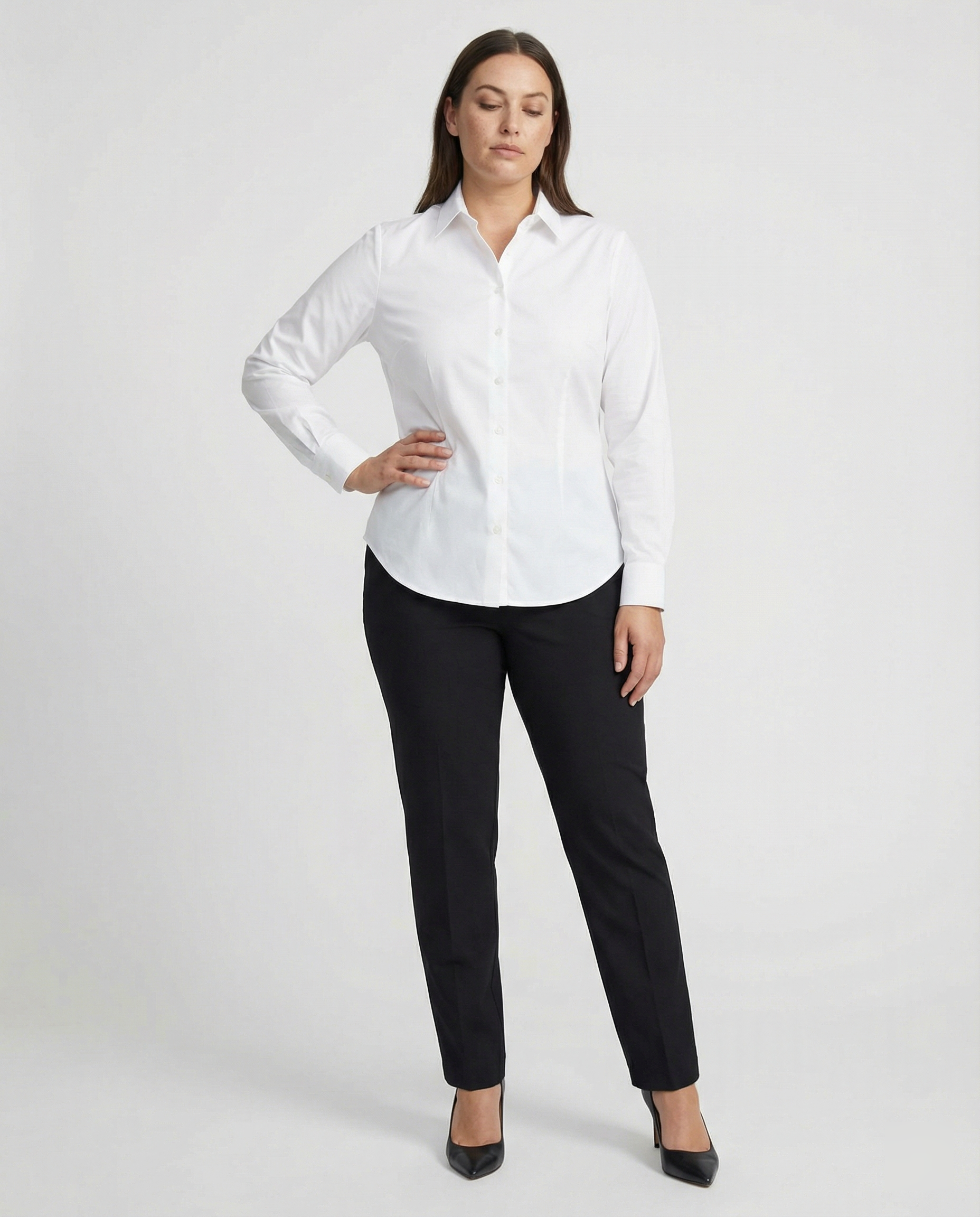 Hemdbluse Damen figurbetont mit Knopfdetails
