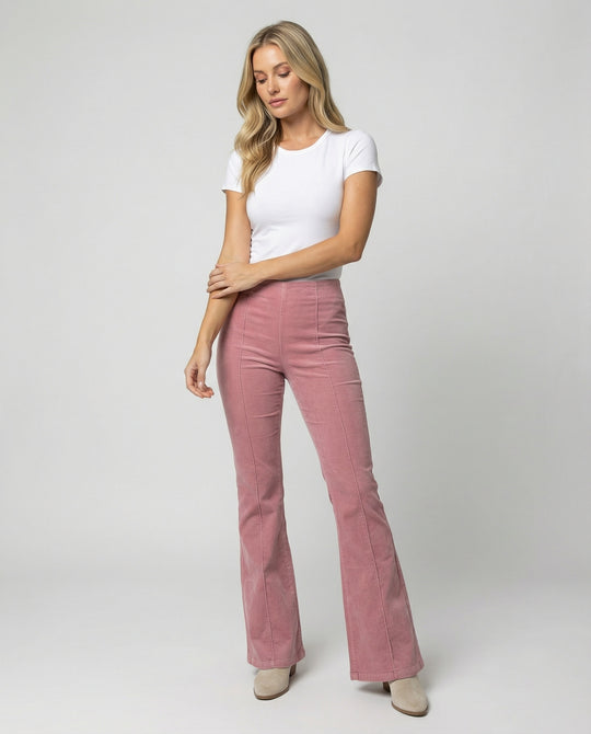 Damen Flared Cord-Hose mit hohem Bund und weichem Material R&B