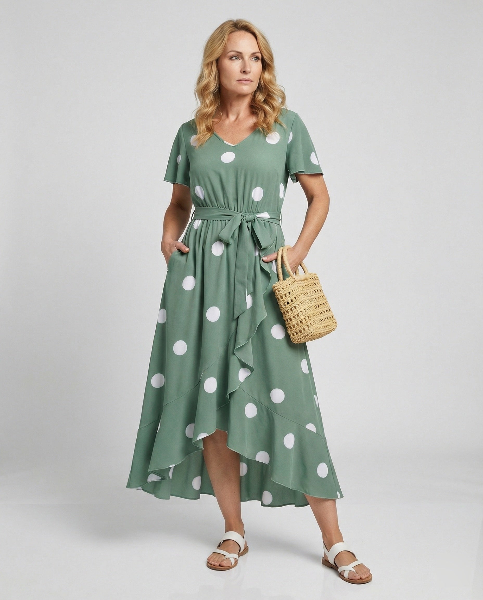 Maxikleid Sommer Damen Gepunktet