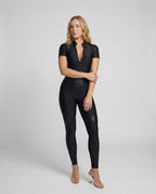 R&B | Damen Pu Halb-Reißverschluss Peach Booty Jumpsuit