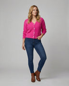 Strickjacke Damen kuschelig mit V-Ausschnitt und Knopfdetails