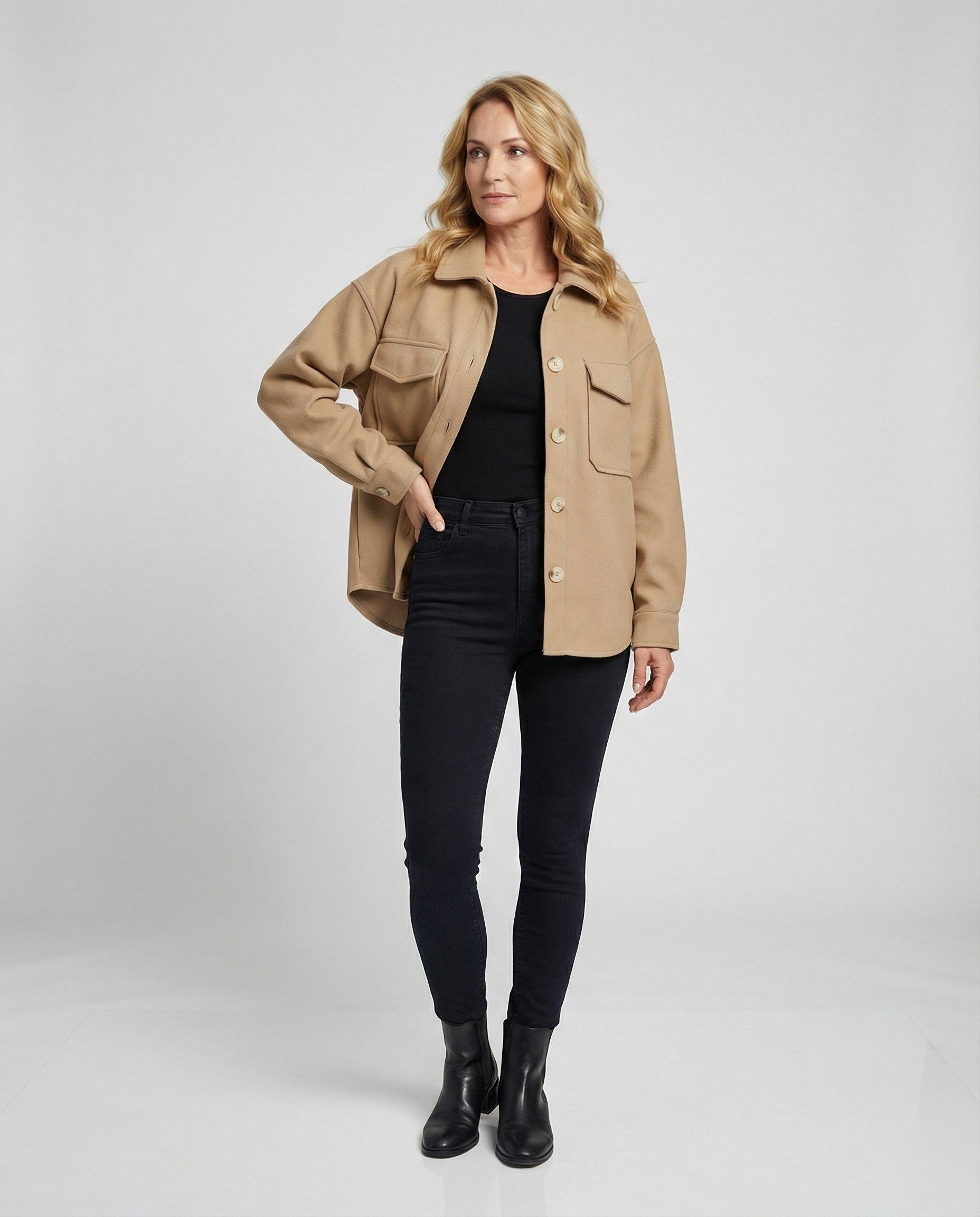 Damen Oversized-Bluse mit Knopfdetails