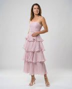 Damen Bandeau Maxikleid mit Volants